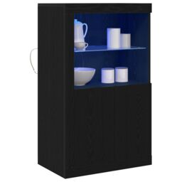 Berkfield Home Sideboard with LED Lights Black Oak 60, 5x37x100 cm - Size: 5 x 37 x 100 cm - thumbnail 3