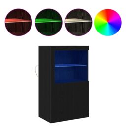 Berkfield Home Sideboard with LED Lights Black Oak 60, 5x37x100 cm - Size: 5 x 37 x 100 cm - thumbnail 4