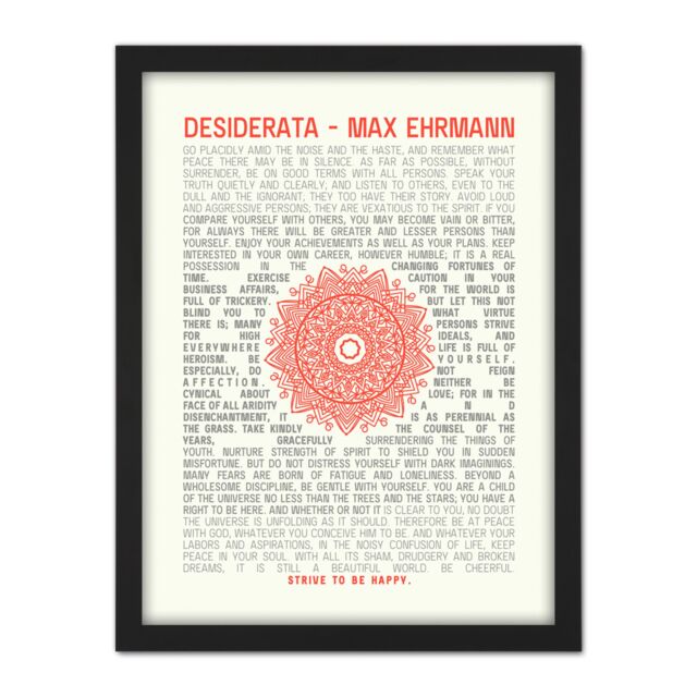 "Artery8 Wall Art Print Desiderata Ehrman Mandala Large Framed Wall Décor Art in Light Oak - Size: W18"" x H24""" - image 1