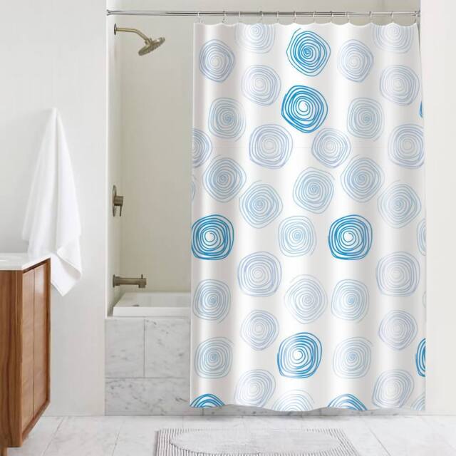 Showerdrape Contours White & Blue Shower Curtain - image 1