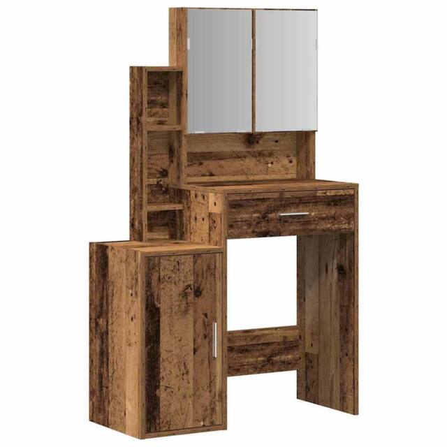Berkfield Home Dressing Table with Mirror&LED Lights Old Wood Engineered Wood in Brown - image 1
