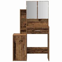 Berkfield Home Dressing Table with Mirror&LED Lights Old Wood Engineered Wood in Brown - thumbnail 7