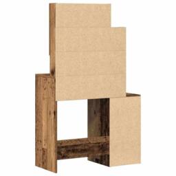 Berkfield Home Dressing Table with Mirror&LED Lights Old Wood Engineered Wood in Brown - thumbnail 6