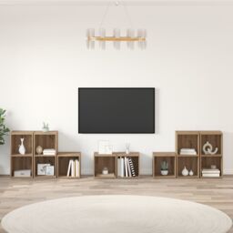 Berkfield Home TV Cabinet Set with Shelf with Storage 8 pcs Artisan Oak Engineered Wood in Brown - thumbnail 1
