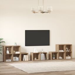 Berkfield Home TV Cabinet Set with Shelf with Storage 8 pcs Artisan Oak Engineered Wood in Brown - thumbnail 4