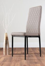 FurnitureboxUK Carson White Marble Effect Dining Table & 6 Milan Black Leg Chairs in Beige - thumbnail 3