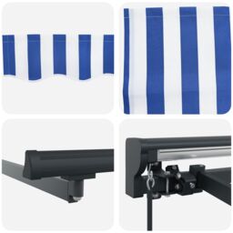 Berkfield Home Retractable Awning Manual Blue & White 300x250 cm - thumbnail 8