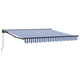 Berkfield Home Retractable Awning Manual Blue & White 300x250 cm - thumbnail 2