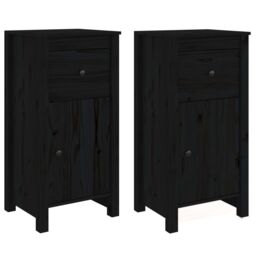 Berkfield Home Sideboards 2 pcs Black 40x35x80 cm Solid Wood Pine - Size: 40 x 35 x 80 cm - thumbnail 2