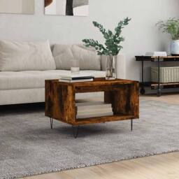 Berkfield Home Coffee Table Smoked Oak 60x50x40 cm Engineered Wood in Brown - Size: 60 x 50 x 40 cm - thumbnail 2