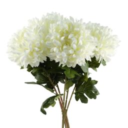 Leaf Pack of 6 x 75cm Artificial Extra Large Reflex Chrysanthemum White - Size: 6 x 75 cm