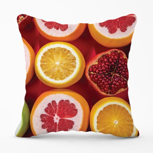 Warren Reed - Designer Citrus & Pomegranate Outdoor Cushion in Red - Size: 60 cm x 60 cm - image 1