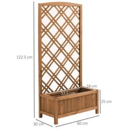 OUTSUNNY Wooden Planter with Trellis, Raised Bed for Garden, Brown - thumbnail 3