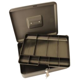 "mysmartbuy Lockable 12"" Cash Box with Note & Coin Tray, Lock & Carry Handle in Black" - thumbnail 2