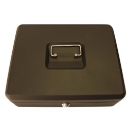 "mysmartbuy Lockable 12"" Cash Box with Note & Coin Tray, Lock & Carry Handle in Black" - thumbnail 4