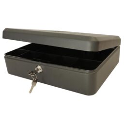 "mysmartbuy Lockable 12"" Cash Box with Note & Coin Tray, Lock & Carry Handle in Black" - thumbnail 3