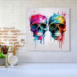 "Warren Reed - Designer Splashart Happy Skeletons Canvas - Size: W16"" x H16""" - thumbnail 1