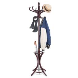 SPETLEK Wooden Coat Rack Hat Hanger Hallstand Umbrella Stand with 12 Hooks in Brown - thumbnail 6