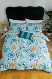 Helena Springfield 'Bella Cover' Cotton Duvet Cover Set in Blue - Size: Single - thumbnail 3