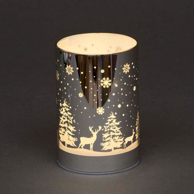 Shatchi 13cm Christmas Decorated Vase Table Forest Scene Silver - image 1