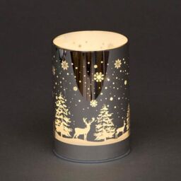Shatchi 13cm Christmas Decorated Vase Table Forest Scene Silver - thumbnail 2