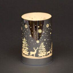 Shatchi 13cm Christmas Decorated Vase Table Forest Scene Silver - thumbnail 1