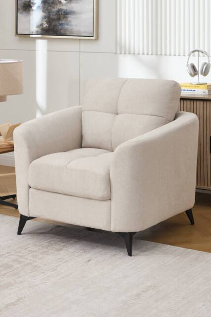 More4Homes Solna Modern Scandi Style Fabric Living Room Chair in Beige - Size: 1 Seater - image 1
