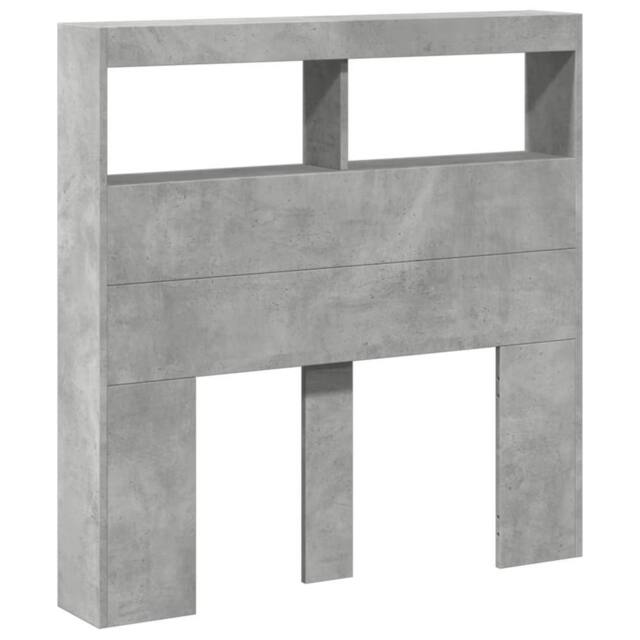 Berkfield Home Headboard Cabinet with LED Concrete Grey 100x17x102 cm - Size: 100 x 17 x 102 cm - image 1