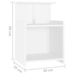 Berkfield Home Bed Cabinets 2 pcs White 40x35x60 cm Engineered Wood - Size: 40 x 35 x 60 cm - thumbnail 7