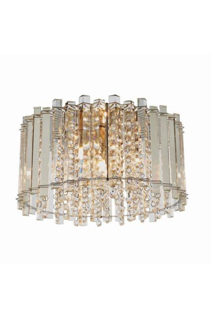 Netlighting Hanna Flush Clear Crystal (K5) Glass & Chrome Effect Plate 4 Light Dimmable IP20 G9 - image 1