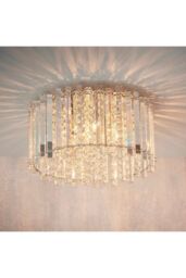 Netlighting Hanna Flush Clear Crystal (K5) Glass & Chrome Effect Plate 4 Light Dimmable IP20 G9 - thumbnail 3