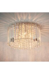 Netlighting Hanna Flush Clear Crystal (K5) Glass & Chrome Effect Plate 4 Light Dimmable IP20 G9 - thumbnail 4