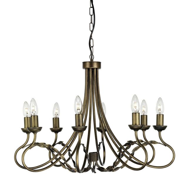 Loops 8 Bulb Chandelier Hanging Pendant LIght Black Gold LED E14 60W Bulb