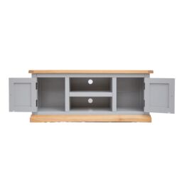 Cabinet Bits Bomporto Light Grey 2 Door TV Cabinet Chrome Knob - thumbnail 4