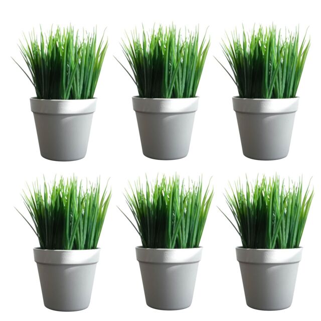 Leaf Artificial Grass Plant Foliage Ready to Display 22cm Pack of 6 in Green - image 1
