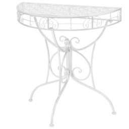Berkfield Home Side Table Vintage Style Half Round Metal 72x36x74 cm Silver - Size: 72 x 36 x 74 cm