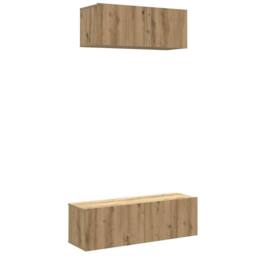 Berkfield Home 2 Piece TV Cabinet Set Wall-mounted Artisan Oak Engineered Wood in Brown - thumbnail 1
