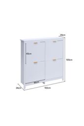 Living and Home Flip Down Wood Shoe Cabinet in White - thumbnail 6