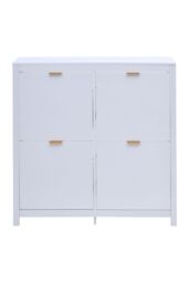 Living and Home Flip Down Wood Shoe Cabinet in White - thumbnail 3