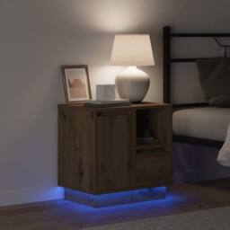 Berkfield Home Modern Bedside Cabinets with LED 2 pcs Artisan Oak 50x34, 5x50 cm in Brown - thumbnail 1