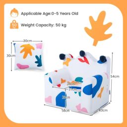 Costway Sofa Chair Foam Filled Armchair Toddler Upholstered Couch with Padded Pillow in White - thumbnail 2