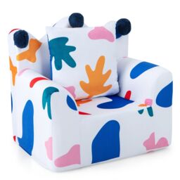 Costway Sofa Chair Foam Filled Armchair Toddler Upholstered Couch with Padded Pillow in White