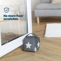 LIVIVO Weighted Door Stopper Star Fabric Door Stop Cube Grey White Door Stop for Indoor Doors Decorative Design - thumbnail 2