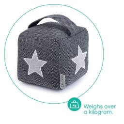 LIVIVO Weighted Door Stopper Star Fabric Door Stop Cube Grey White Door Stop for Indoor Doors Decorative Design - thumbnail 7