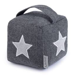 LIVIVO Weighted Door Stopper Star Fabric Door Stop Cube Grey White Door Stop for Indoor Doors Decorative Design