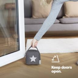 LIVIVO Weighted Door Stopper Star Fabric Door Stop Cube Grey White Door Stop for Indoor Doors Decorative Design - thumbnail 3