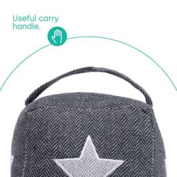 LIVIVO Weighted Door Stopper Star Fabric Door Stop Cube Grey White Door Stop for Indoor Doors Decorative Design - thumbnail 5