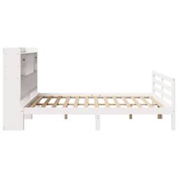 Berkfield Home Bookcase Bed Frame Wax Brown 150x200 cm King Size Solid Wood Pine in White - Size: Super King - thumbnail 5
