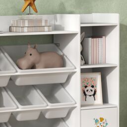 AIYAPLAY Kids Toy Storage Organiser with 8 Removable Storage Bins, White - thumbnail 7