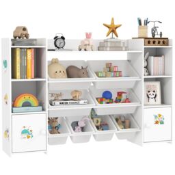 AIYAPLAY Kids Toy Storage Organiser with 8 Removable Storage Bins, White - thumbnail 2